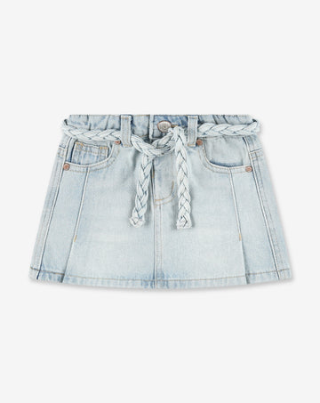 Jeans Skirt with Braided Belt J